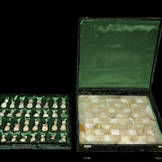 Marble and white onyx chess set, 20th century