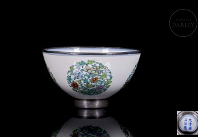 Porcelain and silver bowl with ‘Doucai’ decoration, Qing Dynasty