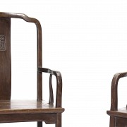 Pair of Chinese wooden chairs, Ming style.