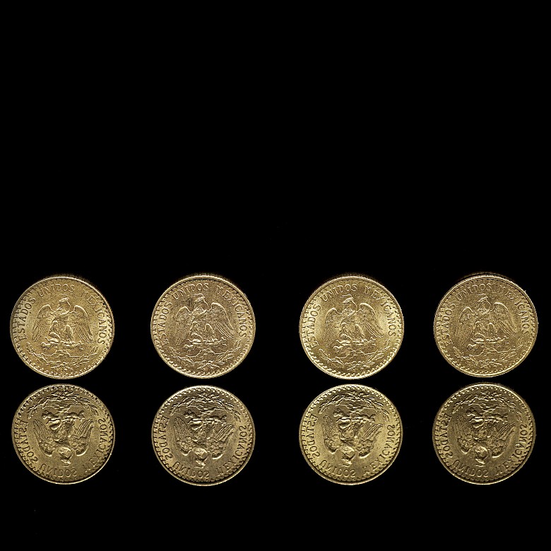 Four ‘Two Mexican Pesos’ gold coins, 1919