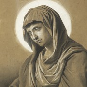 Spanish School 19th century ‘Virgin holding a cloth’