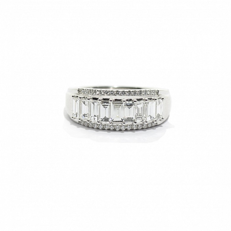 18k white gold ring with diamonds.