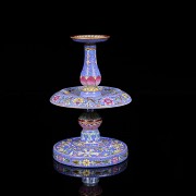 Glazed porcelain candlestick “famille rose”, Qing dynasty, with Qianglong seal