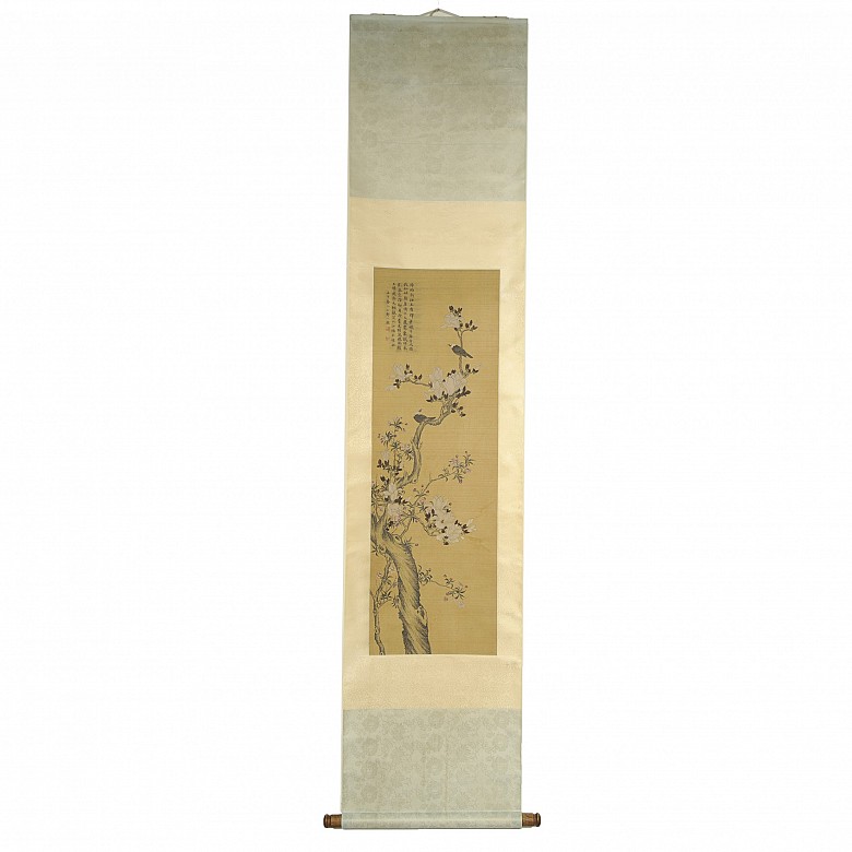 Chinese painting ‘Almond Blossom’, signed Zou Yigui