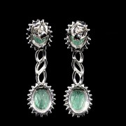 White gold earrings with emeralds and diamonds