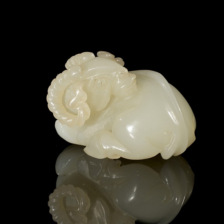 Carved jade figurine ‘Ram’, Qing dynasty