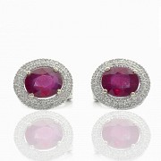 Earrings in 18k white gold with rubies and diamonds