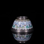 Small porcelain and silver ‘Doucai’ bowl with Yongzheng hallmark