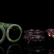 Pair of spinach green jade incense burners, Qing dynasty