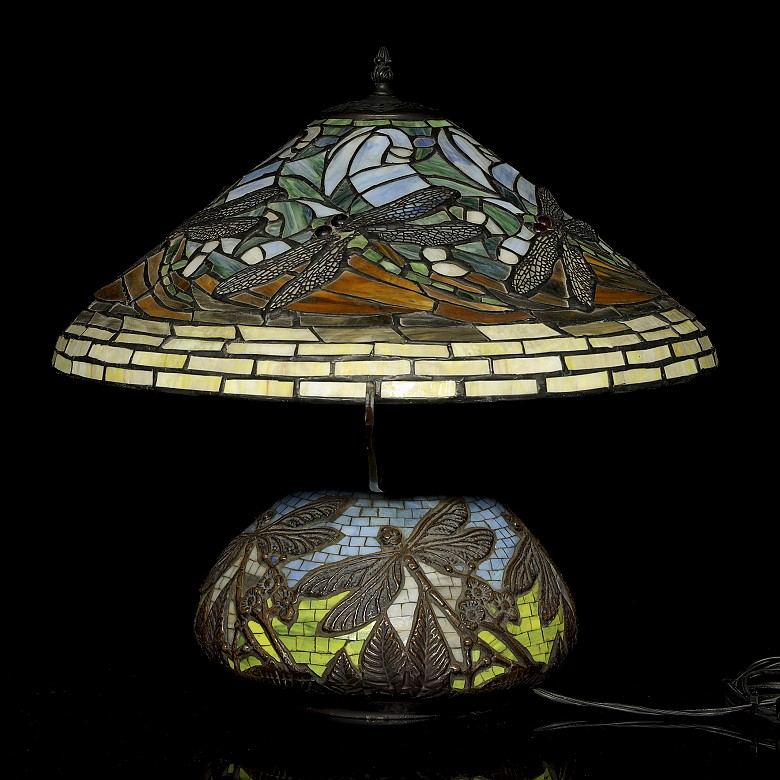 Tiffanies style table lamp ‘Dragonflies’, 20th century