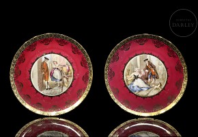 Pair of plates, JKW Decor Carlsbad Bavaria ‘Cries of London’, 20th century