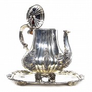 Silver teapot and tray, 19th century