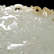 White jade panel with pedestal, Qing dynasty