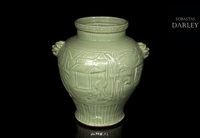 Glazed ceramic baluster vase, 20th century