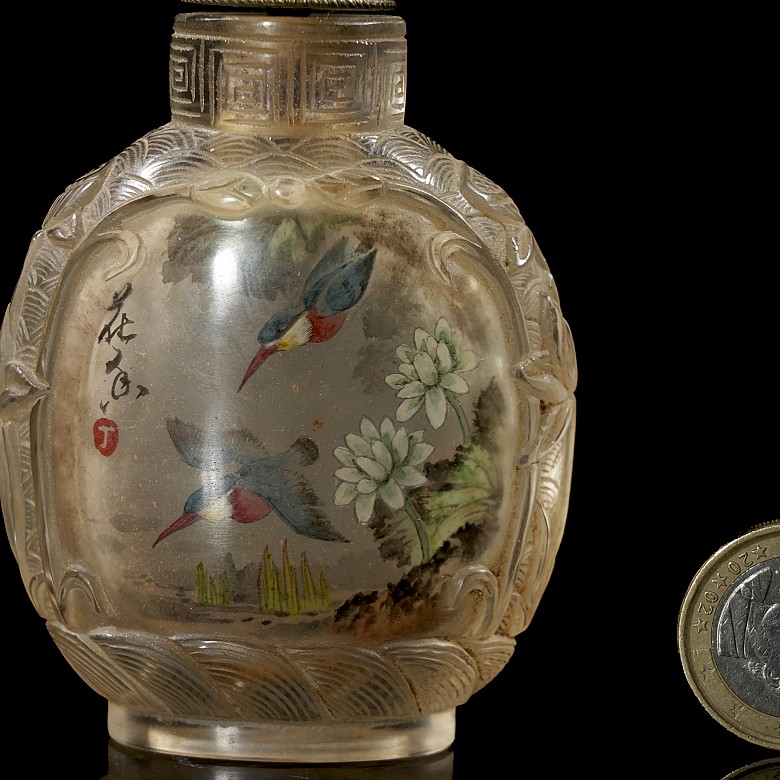 Enamelled glass snuff bottle ‘Birds’, 20th century