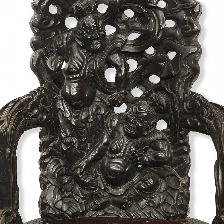 Chinese carved wooden armchair, 20th century