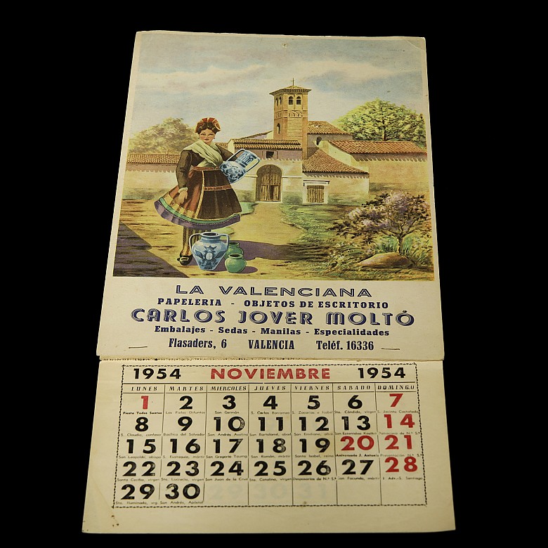 Set of antique calendars, 1929-1960