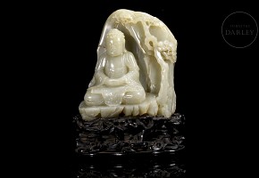 Carved jade figurine “Buddha in the grotto”, Qing dynasty