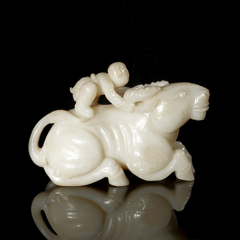 Carved jade figurine ‘Girl with Ox’, Qing dynasty