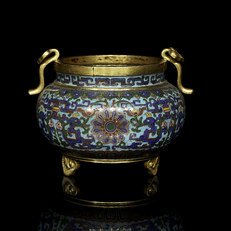 Cloisonné tripod censer ‘Ruyi and phoenix’, Qing dynasty