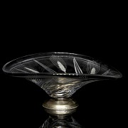 Glass fountain with silver base, 20th century