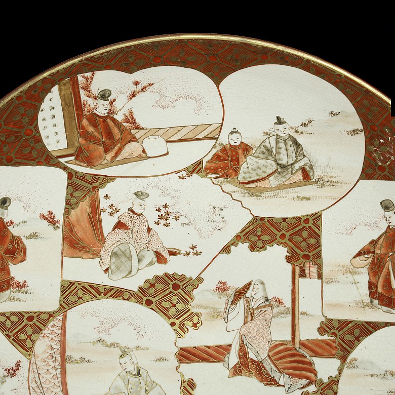 Plato de porcelana Kutani, Japón, periodo Meiji (1890 - 1920)