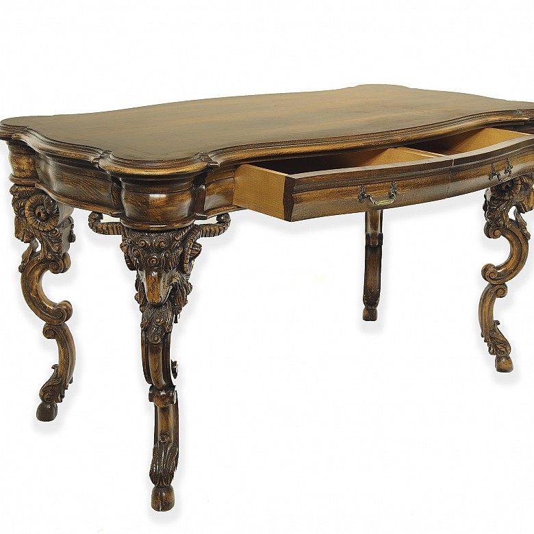 Louis XV wooden writing desk with ram's feet, 20th century - 2