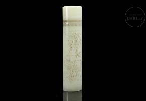 Carved white jade incense-holder, Qing dynasty