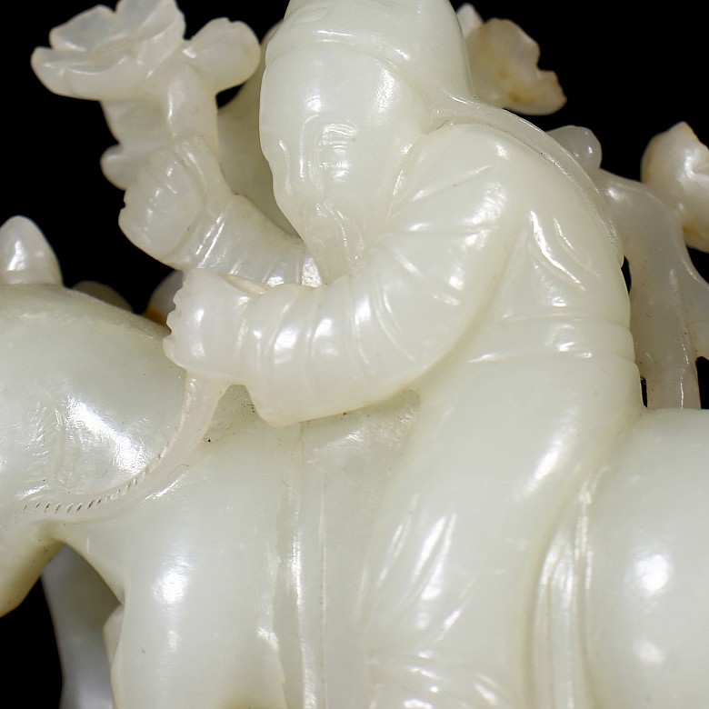 Carved jade fiura ‘Elder and Donkey’, Qing dynasty