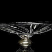 Glass fountain with silver base, 20th century