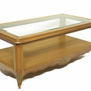 Rectangular oak table with glass