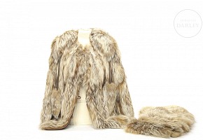 Jacket, stole and collar of white fox