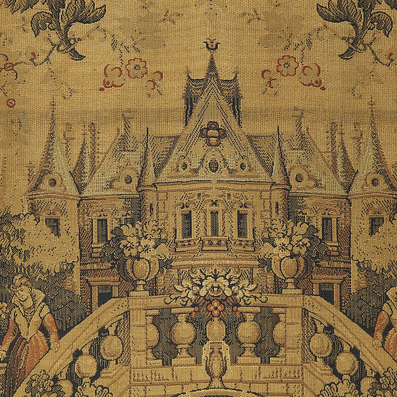 Tapestry with gallant scene, late 20th century