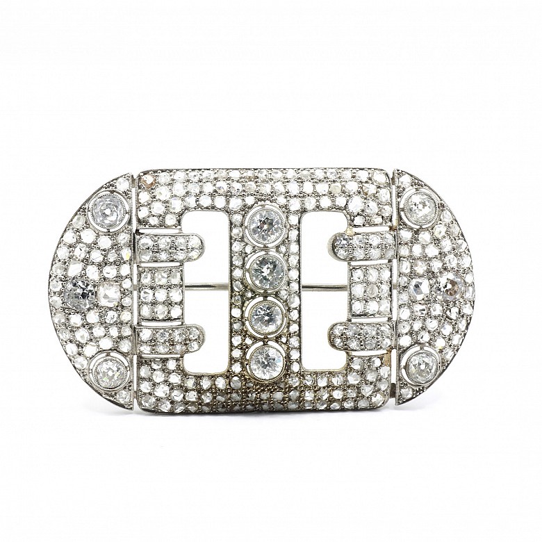 Vintage brooch, in 950 platinum and diamonds.