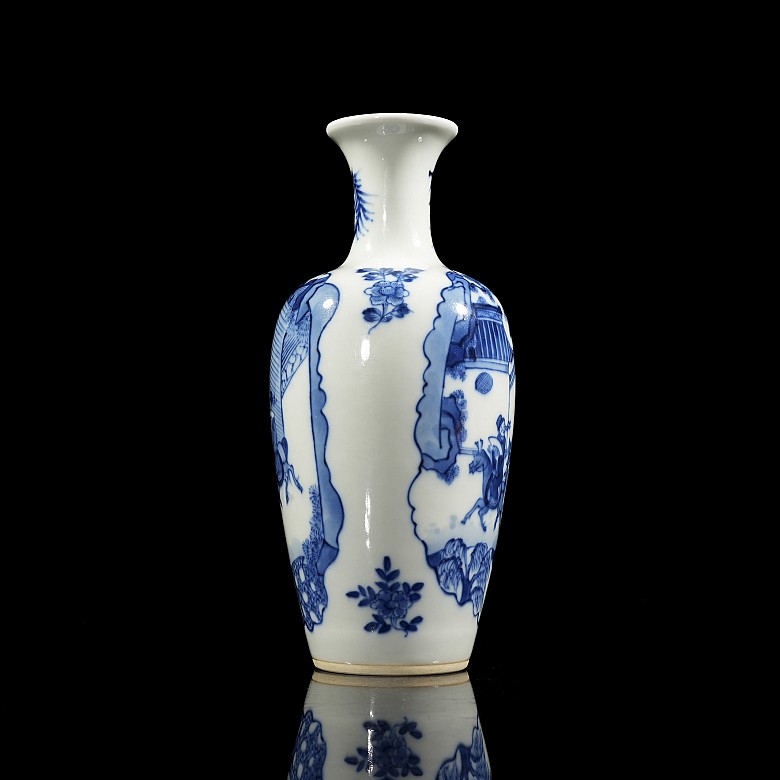 Blue and white porcelain vase ‘Scene’, with Kangxi seal