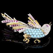 Gold ‘Bird’ brooch with diamonds and stones