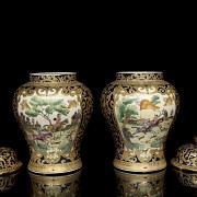 Pair of jars “Hunting”, 20th century