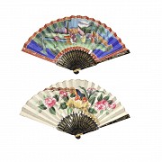 Chinese fan with hand painted paper, 19th century.