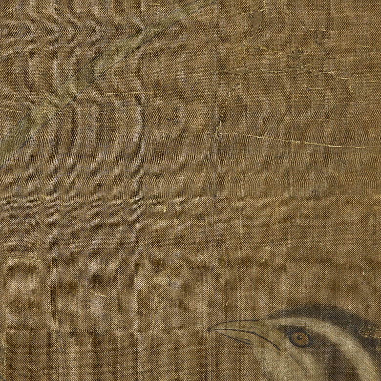 Chinese silk painting “Quail”, Qing dynasty