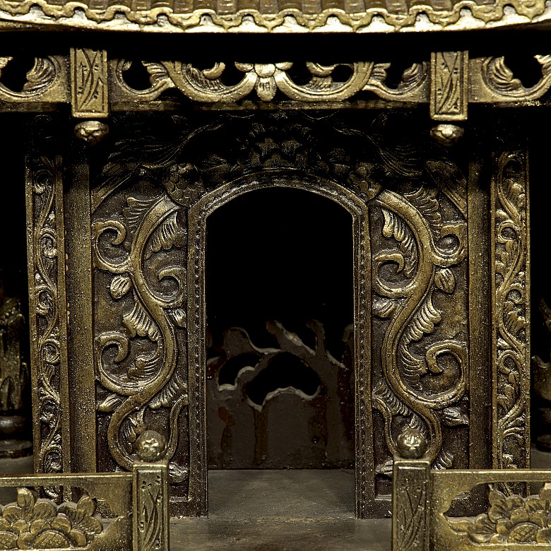 Small carved wooden temple, 19th - 20th century