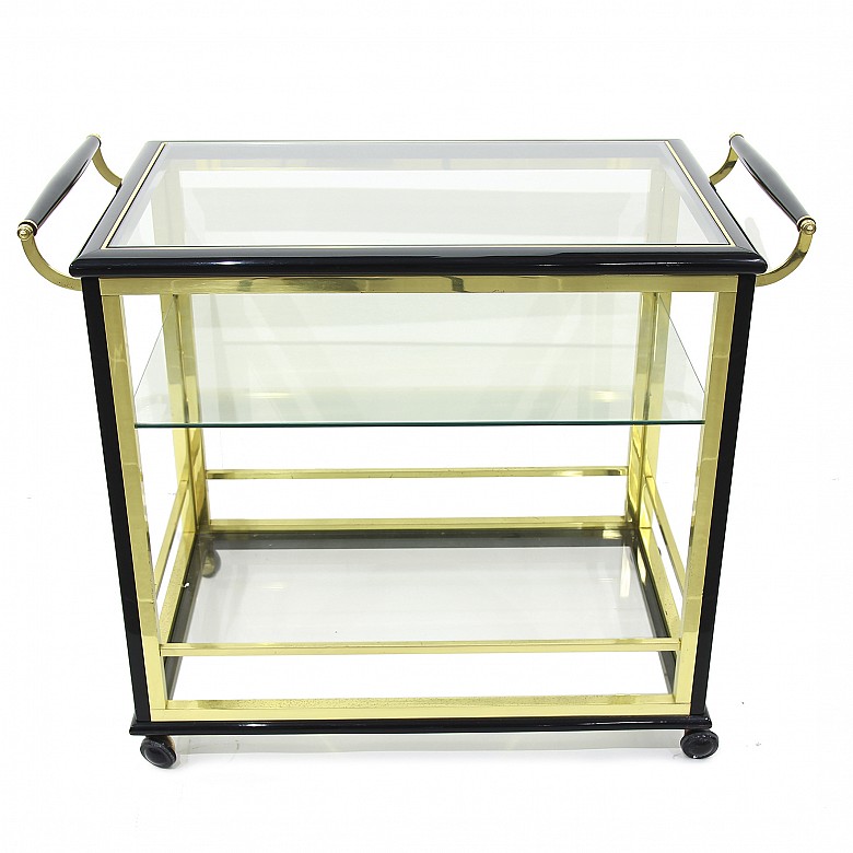 Glass and Metal Serving Table, 1970s