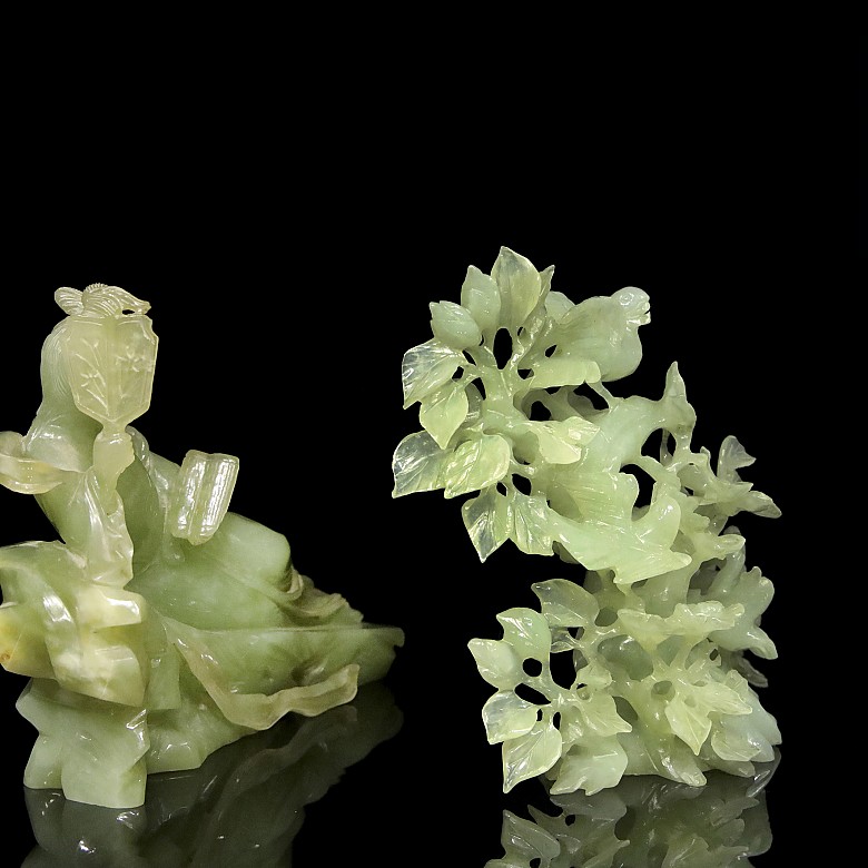 Two carved jade figurines, 20th century