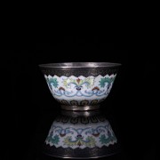 Small porcelain and silver ‘Doucai’ bowl with Yongzheng hallmark