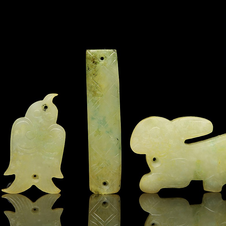 Set of six yellow jade ornaments, Western Zhou dynasty