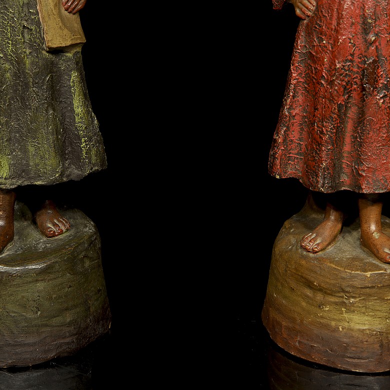 Pair of terracotta figures in Orientalist style, 20th century