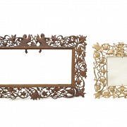 Vicente Andreu. Two fretworked wooden frames with cherubs, 20th century.