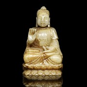 Carved jade ‘Buddha’ figure, 20th century