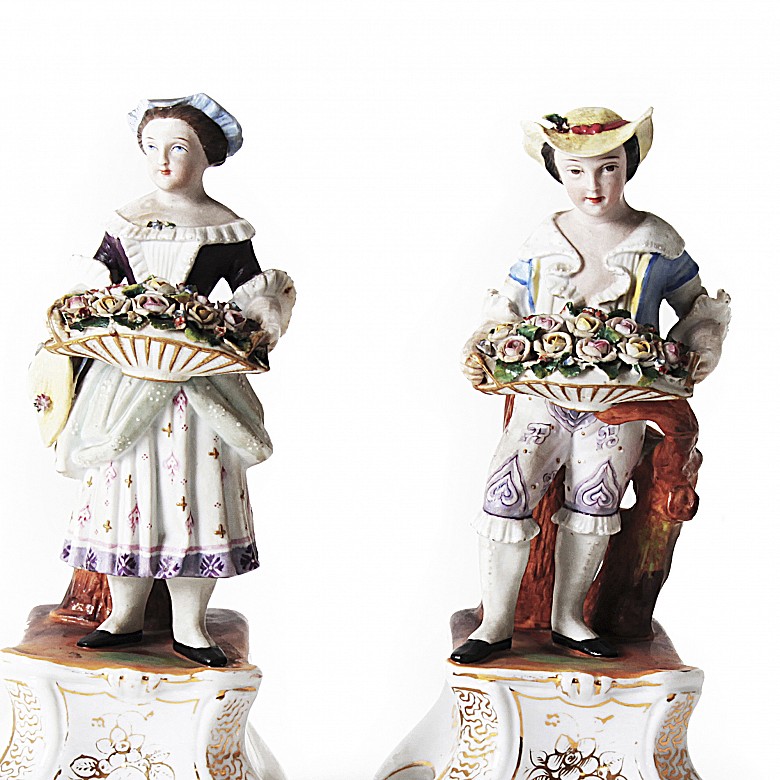 Pareja de figuras de porcelana alemana, S.XX