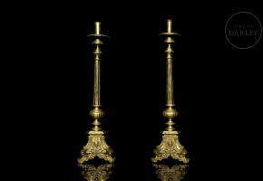 Pair of altar candlesticks, 20th century