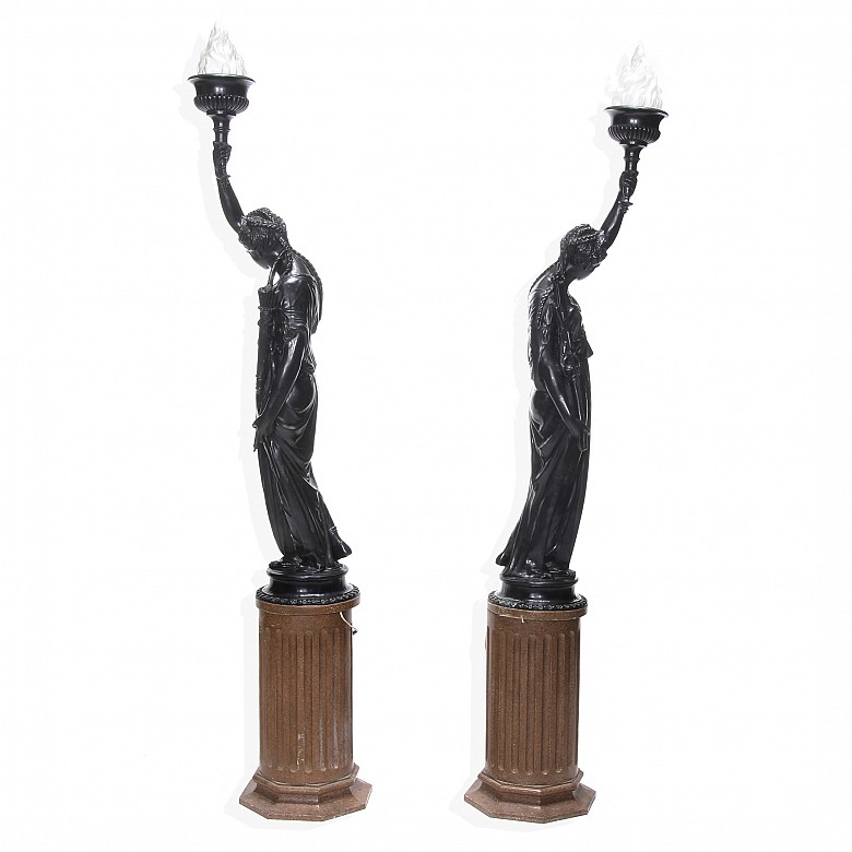 Pair of large lamps torchero, 20th century